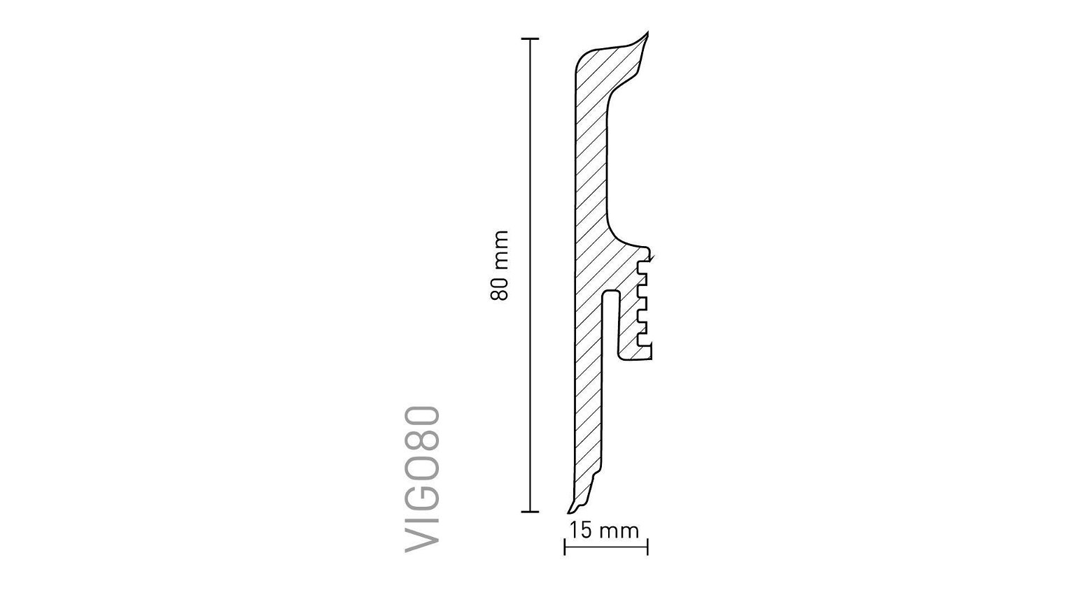 PVC grindjuostė ARBITON VIGO 80, 1 balta, 220 x 8 x 150 mm - 10vnt - 3