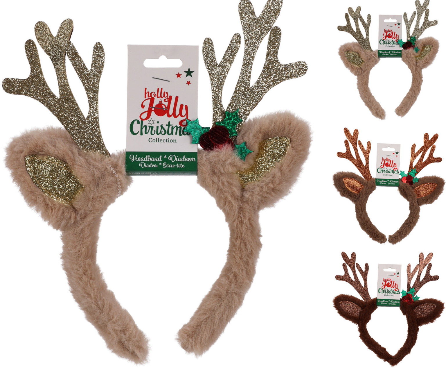 Kalėdinis lankelis REINDEER, įvairių sp., 3 rūšių, 30 cm, 1 vnt-0