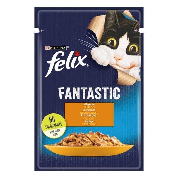 Konservuotas kačių ėdalas FELIX Fantastic su vištiena 85g