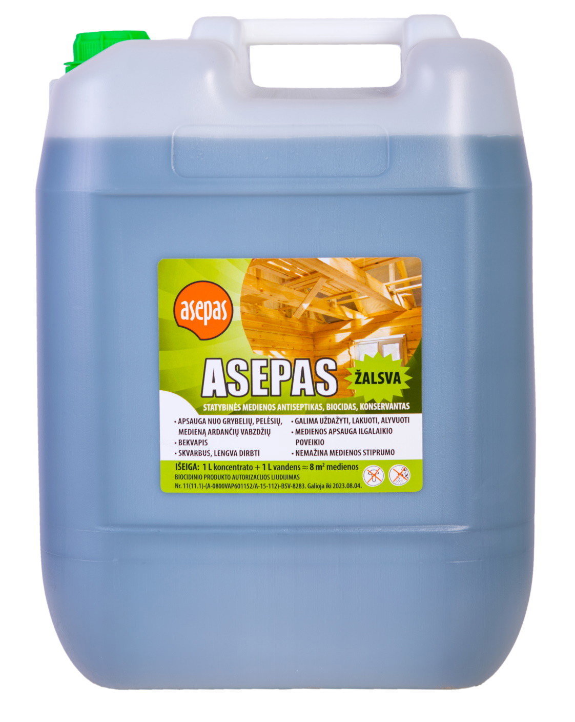 Universalus medienos antiseptikas - impregnantas „Asepas“, 1:1 žalias, 20 L-0