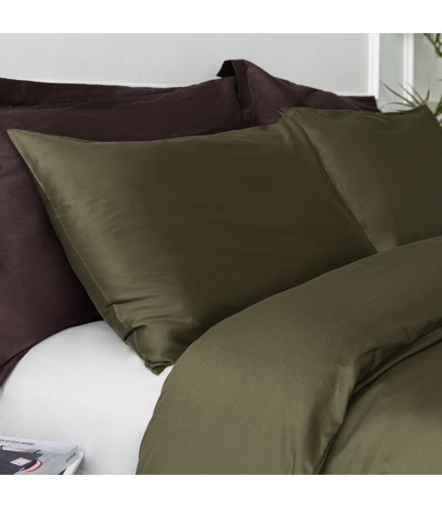Premium satino patalynės komplektas Moss green, 200x220 cm - 6