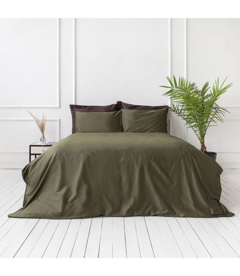 Premium satino patalynės komplektas Moss green, 200x220 cm - 4