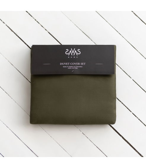 Premium satino patalynės komplektas Moss green, 200x220 cm - 3