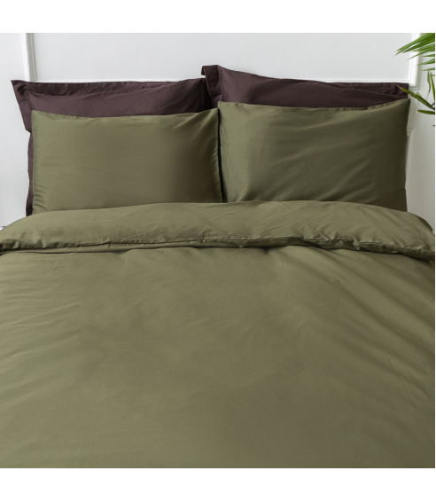 Premium satino patalynės komplektas Moss green, 200x220 cm - 7