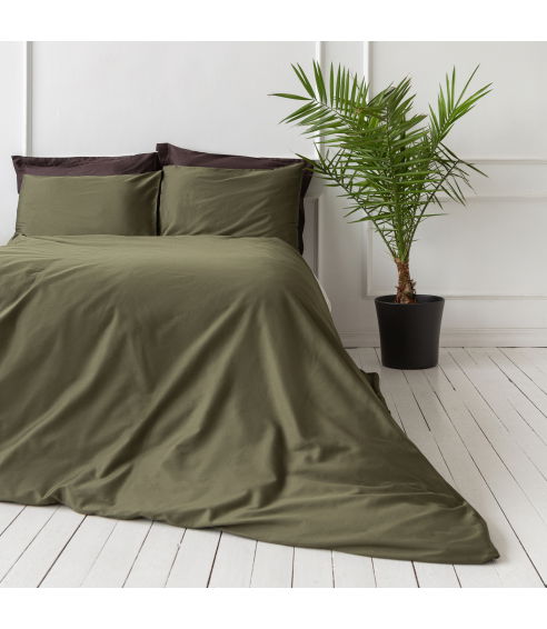 Premium satino patalynės komplektas Moss green, 200x220 cm - 8