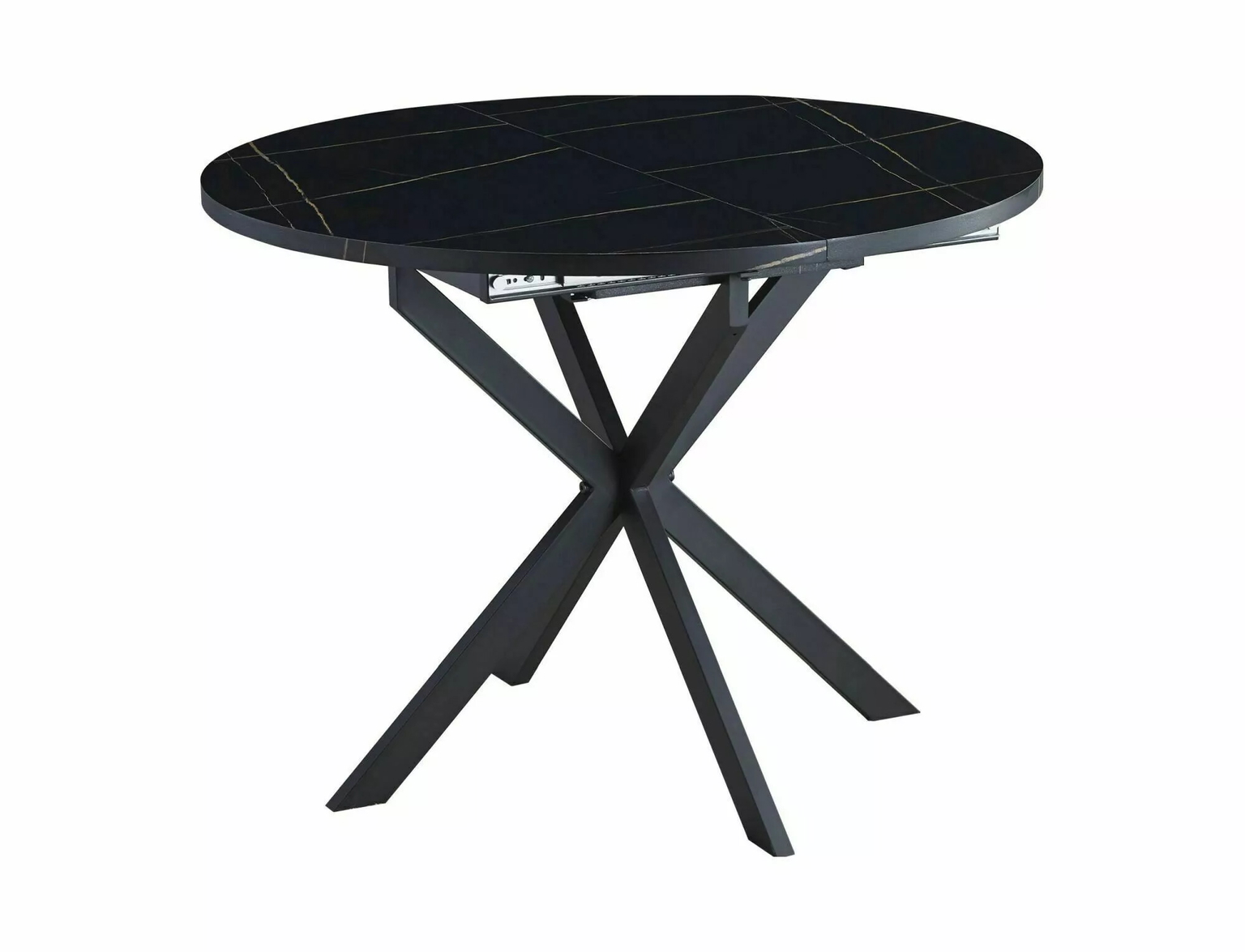 Valgomojo stalas Gaston, 100-135 x 100 cm, juoda-1