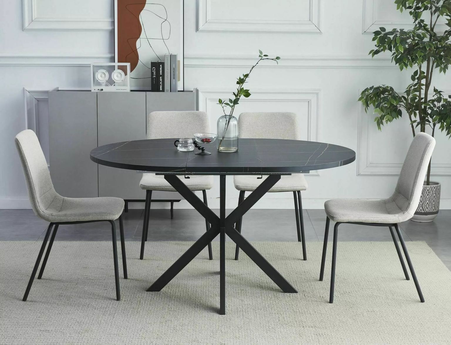 Valgomojo stalas Gaston, 100-135 x 100 cm, juoda - 5