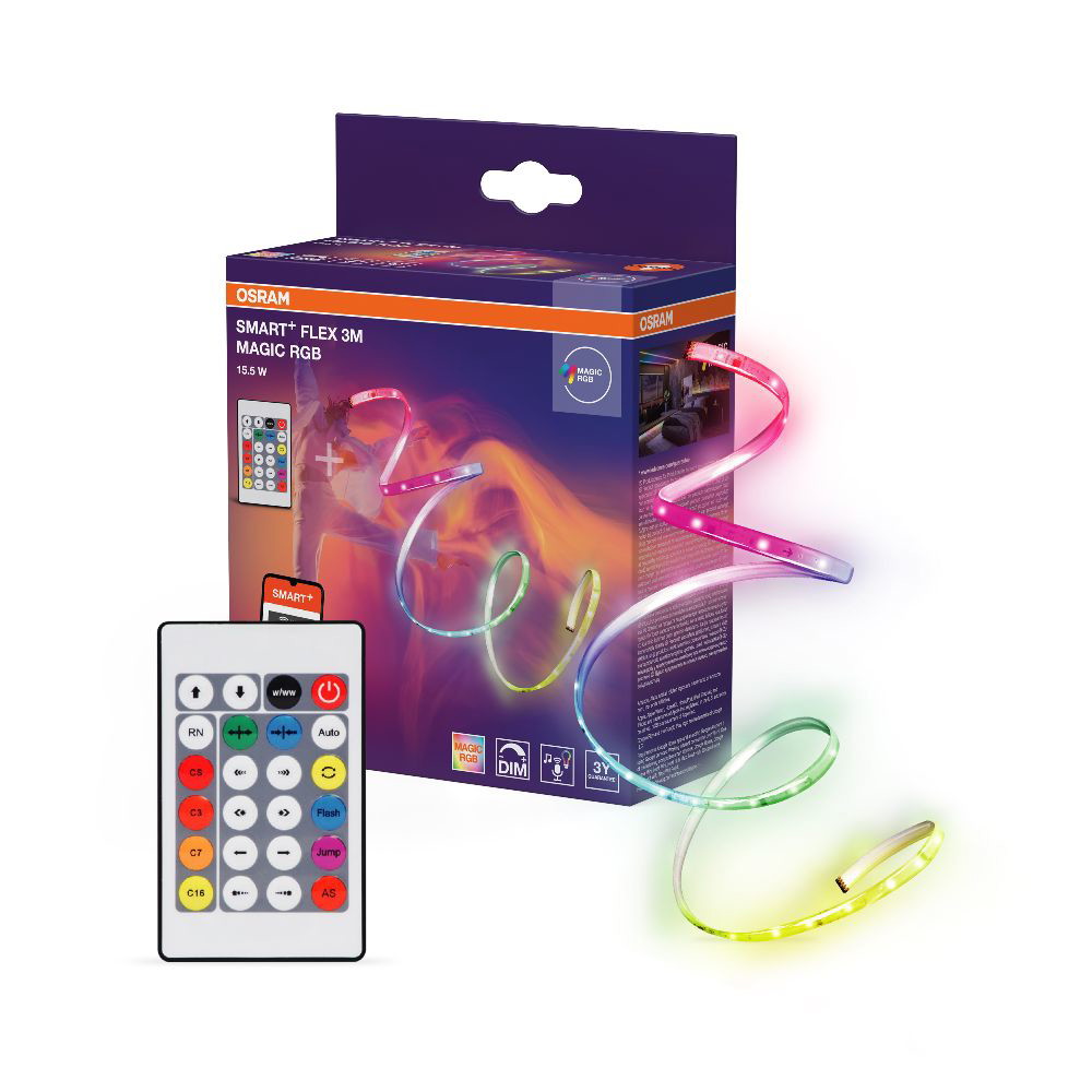Išmaniosios LED juostos komplektas OSRAM SMART WIFI IP20 15,5W MAGIC RGB 3m su pultu-0