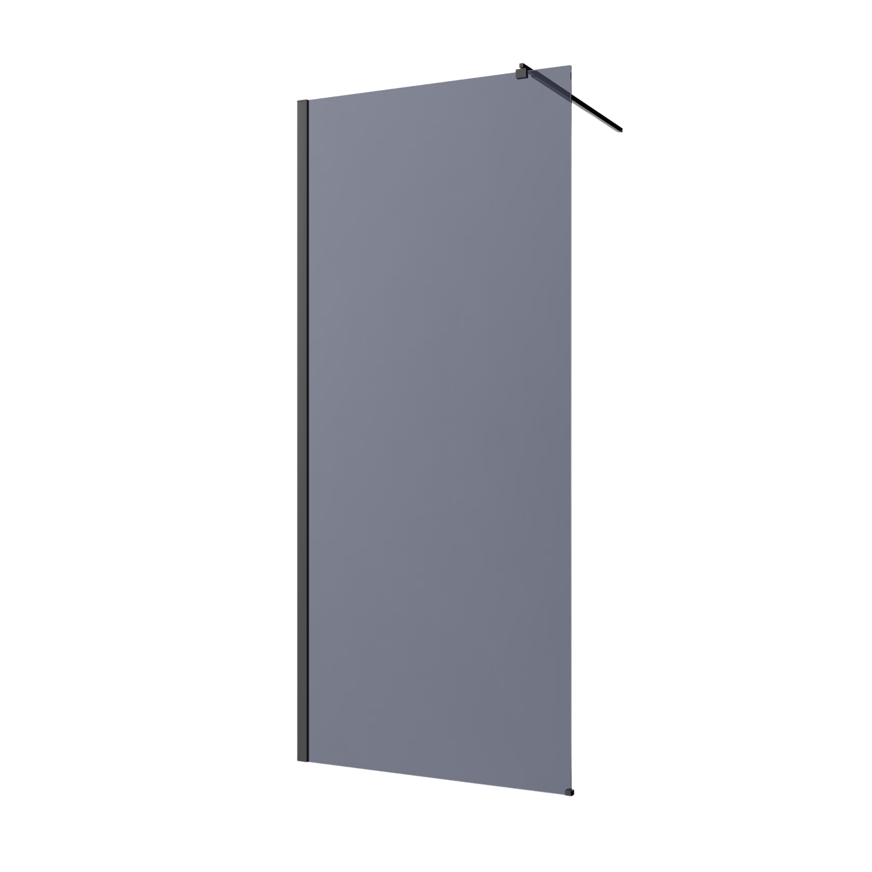 Dušo sienelė INVENA WALK IN II, 8 mm grafito stiklas, juodos sp. rėmas, 90 x 200 cm-0