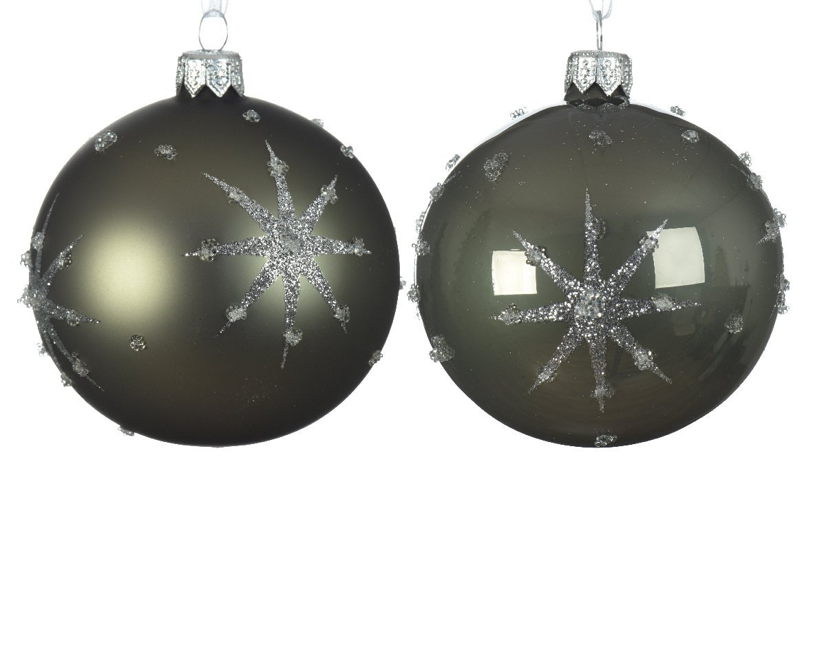 Kalėdinis eglės žaisliukas GLASS MOSS STAR, tamsiai žalios sp., 2 rūšių, 8 cm, 1 vnt.