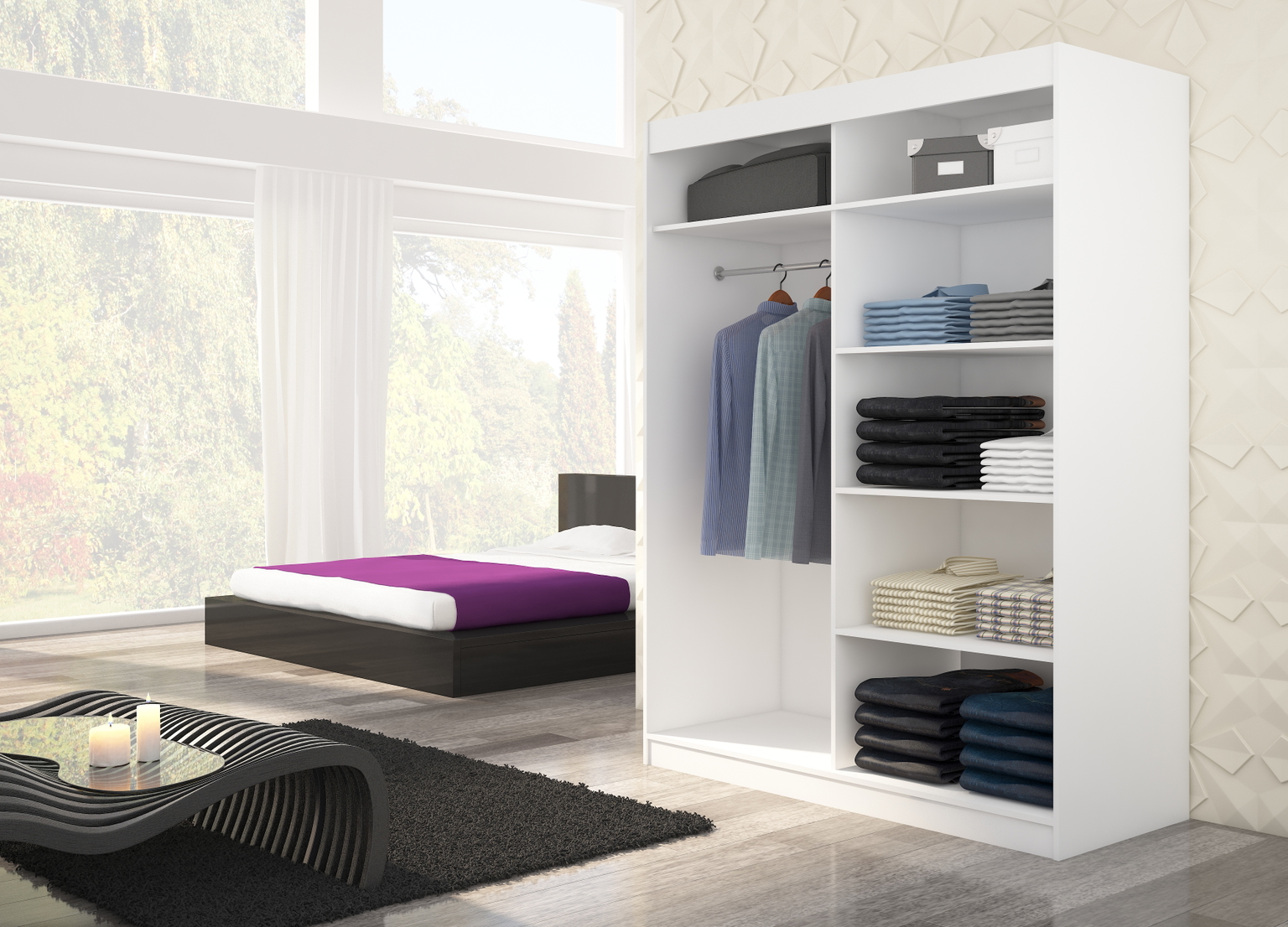 Spinta ADRK Nordic 150, juoda sp., 58 cm x 150 cm x 200 cm, su veidrodžiu - 4