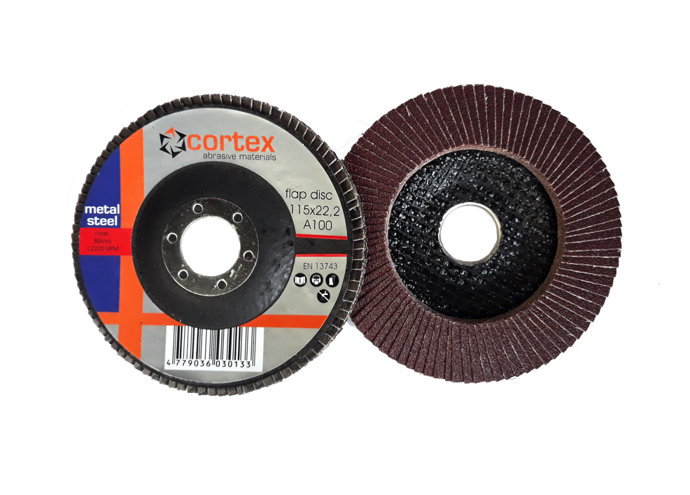 Žiedlapinis šlifavimo diskas CORTEX, 115 x 22 mm, P100, aliuminio oksidas