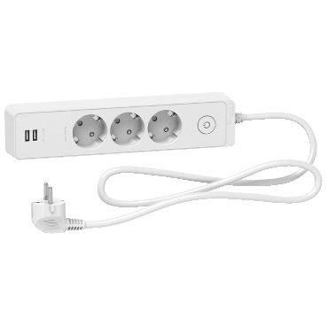 Ilgiklis Schneider, 3 lizdai, 1,5 m, baltas, + 2 USB; ST943U1W-0