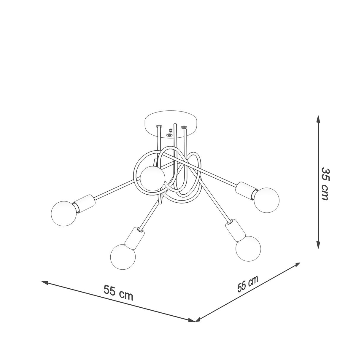 Šviestuvas LOOP 5, 5xE27, max 15 W LED, baltas-2