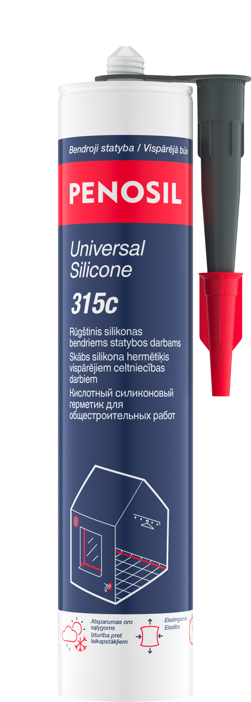 Universalus rūgštinis silikonas PENOSIL Universal Silicone  315c, pilkos sp., 280 ml