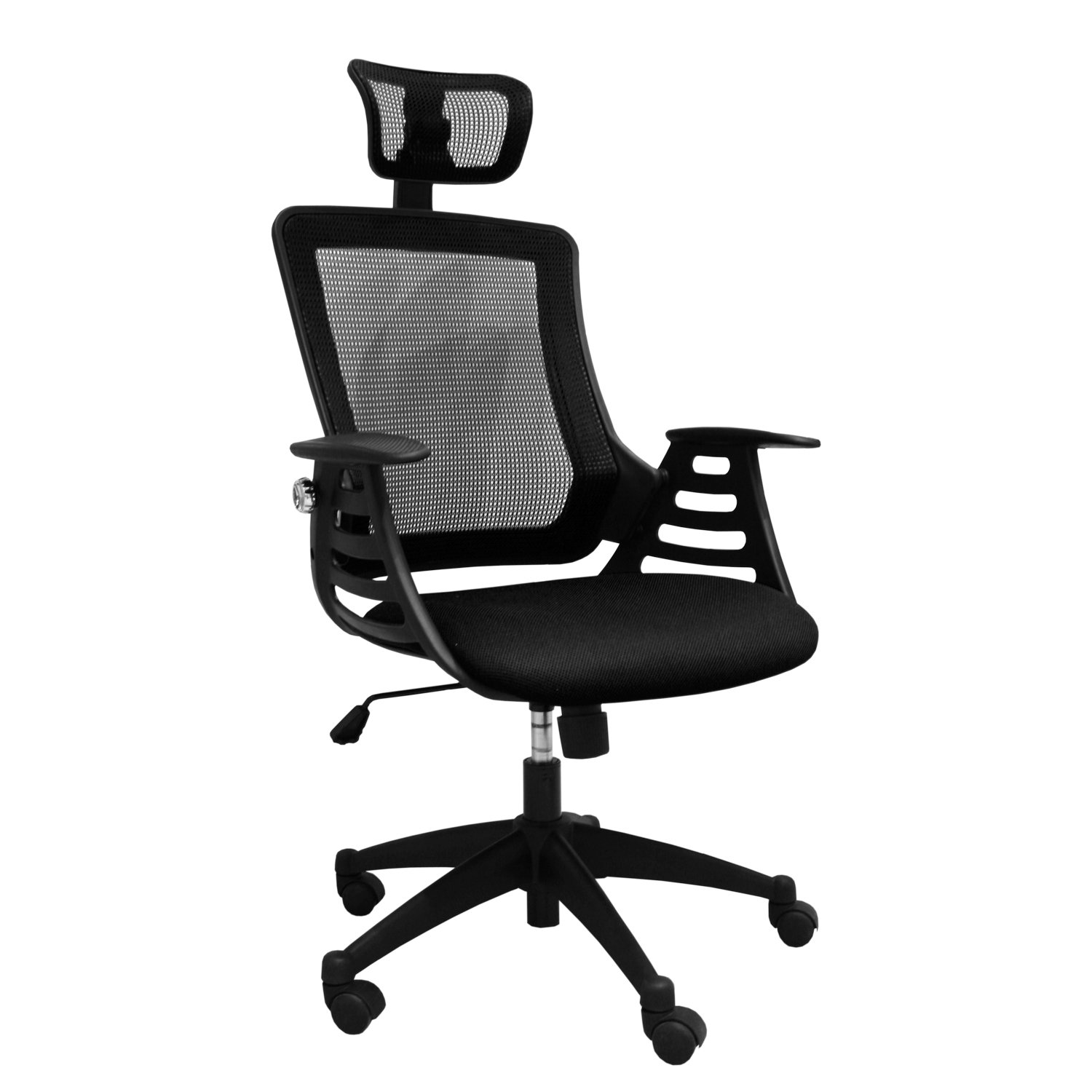 Biuro kėdė MERANO su galvos atrama, 64,5x49x96-103 cm, juoda