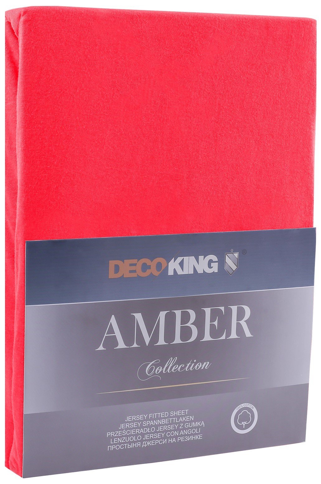 Jersey paklodė su guma Decoking AMBER Red, 180x200 cm - 1