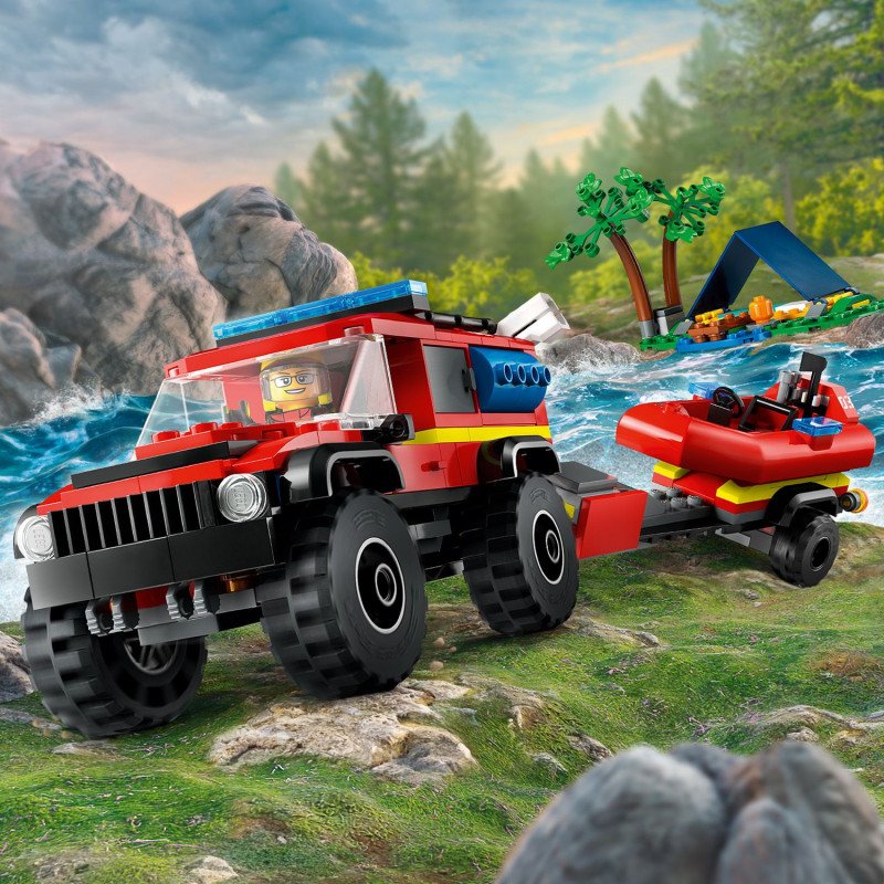 Konstruktorius LEGO City Fire 4x4 Fire Truck with Rescue Boat 60412 - 5