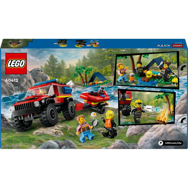 Konstruktorius LEGO City Fire 4x4 Fire Truck with Rescue Boat 60412 - 2