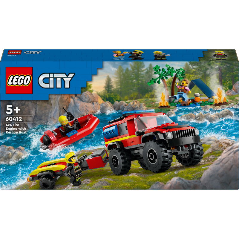 Konstruktorius LEGO City Fire 4x4 Fire Truck with Rescue Boat 60412 ...