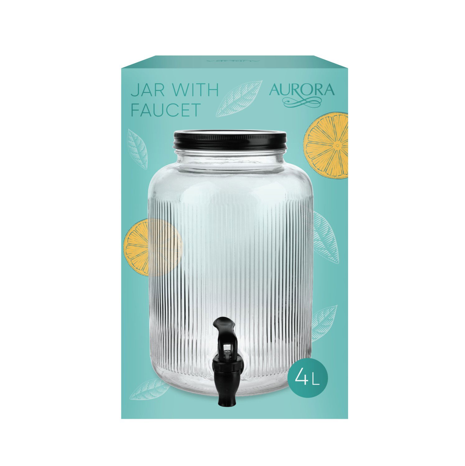 Stiklinis indas su kraneliu AURORA PITCHER, 4 l - 2
