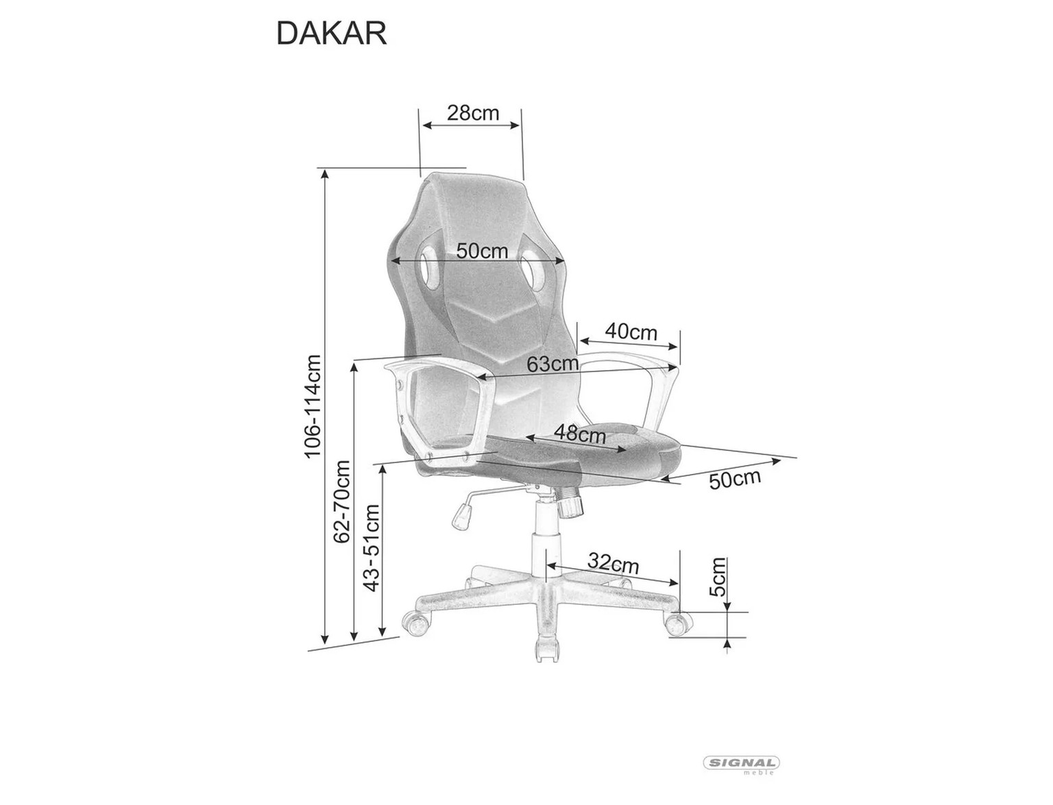 Biuro kėdė  DAKAR, juoda/raudona - 3