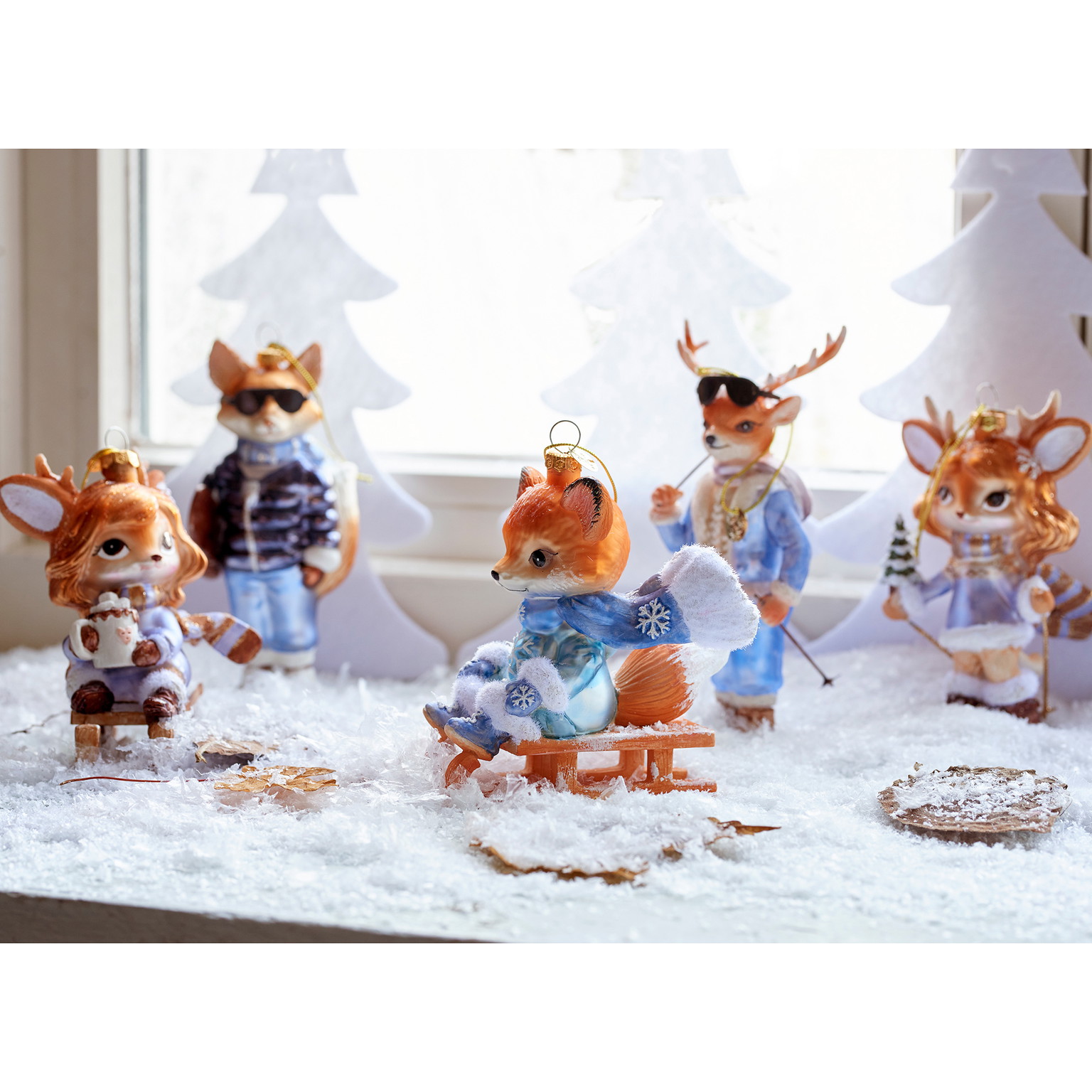 Stikl. kalėdinis eglės žaisliukas SKI ANIMAL, 2 rūšių, 8,2 x 9,5 x 12,3 cm, 1 vnt-1