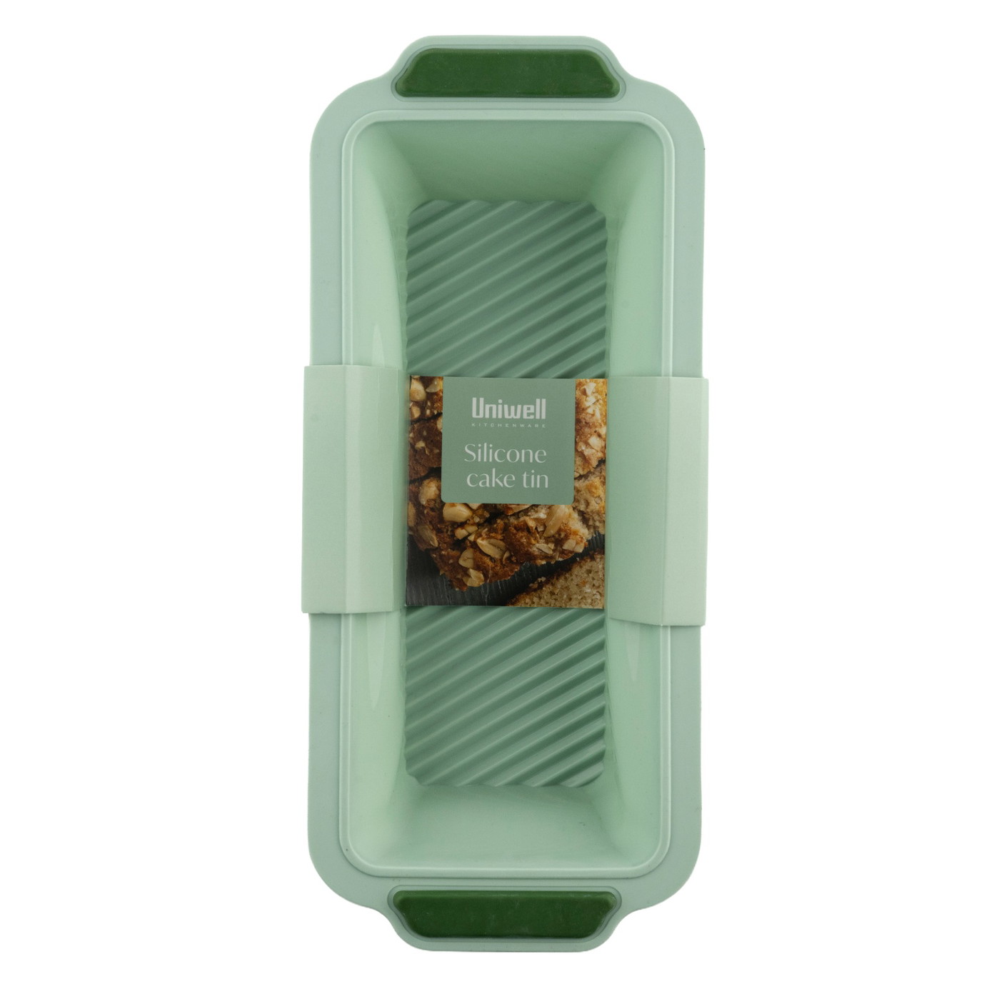 Silikoninė kekso kepimo forma UNIWELL, žalios sp., 6 x 13 x 30 cm-0