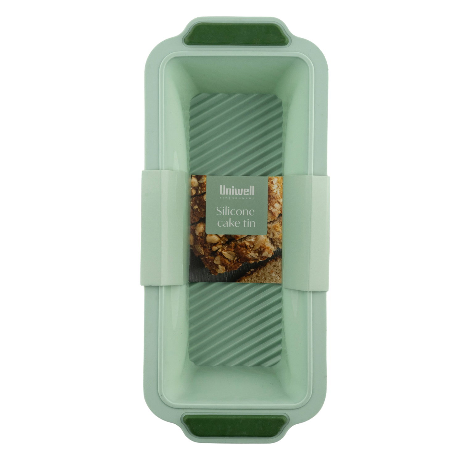 Silikoninė kekso kepimo forma UNIWELL, žalios sp., 6 x 13 x 30 cm-0