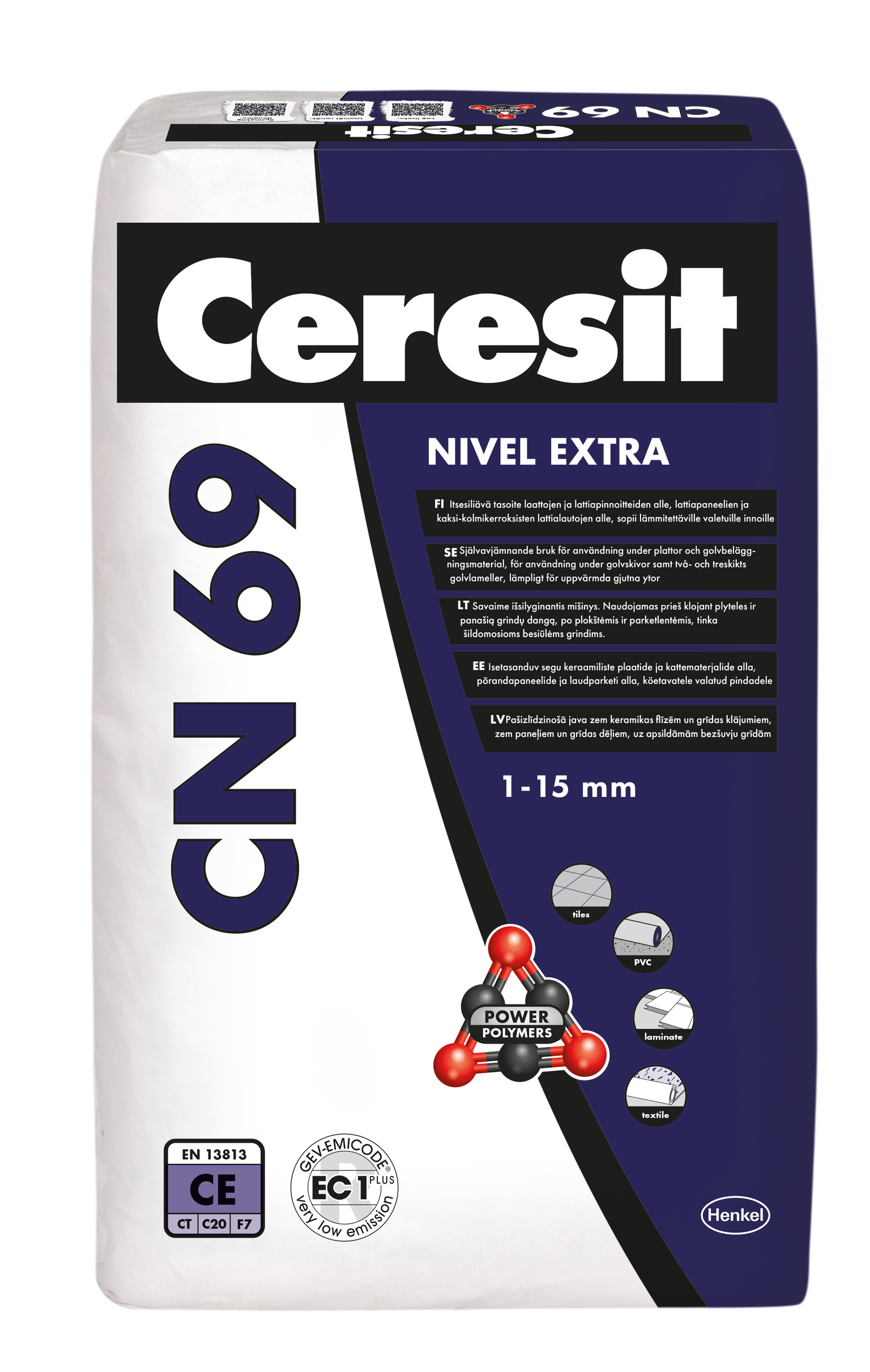 Savaime išsilyginantis grindų mišinys CERESIT CN69 Nivel Extra, 1-15 mm, 25 kg
