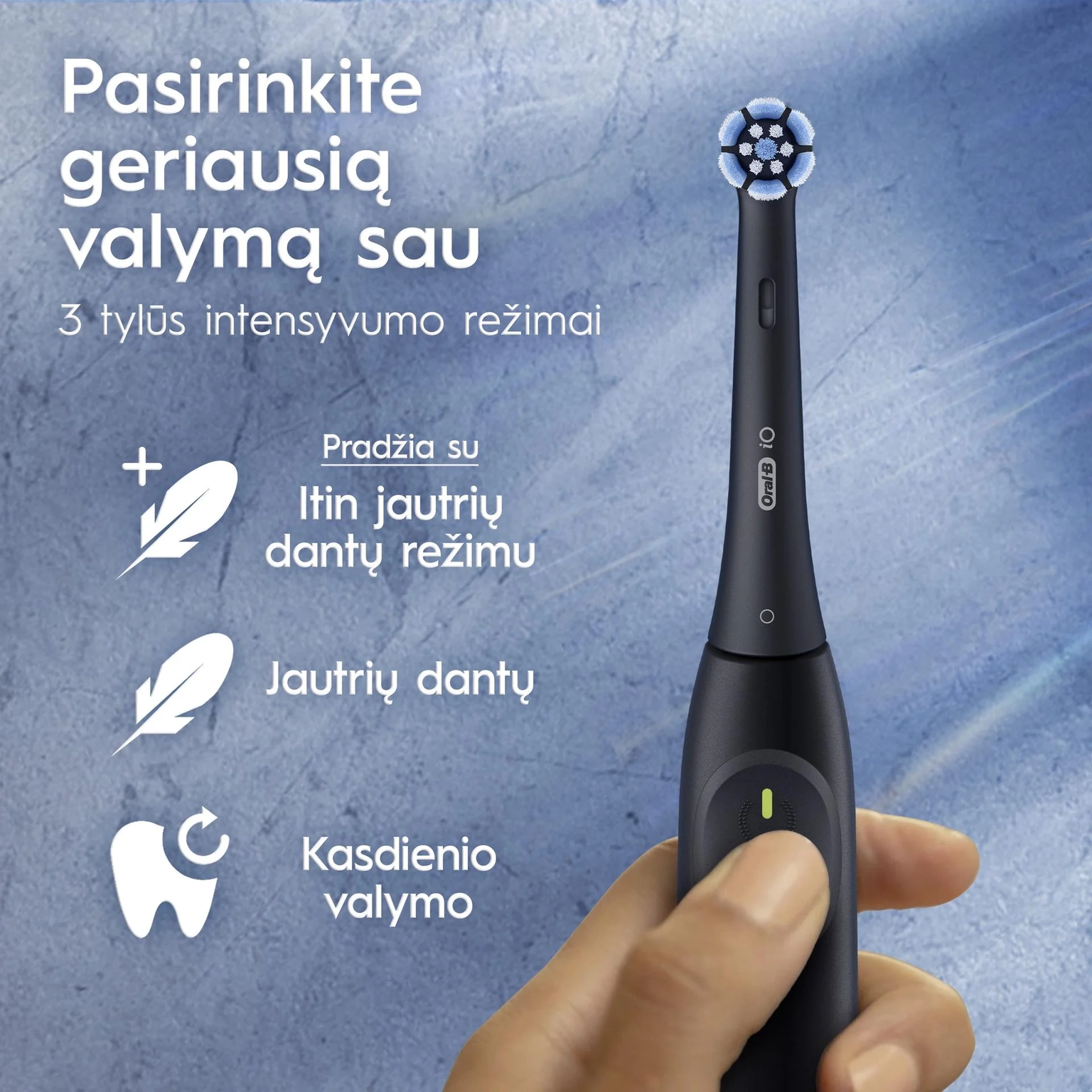 Elektrinis dantų šepetėlis Oral-B iOS2.1D9.0 Night Black, juodos sp. - 4