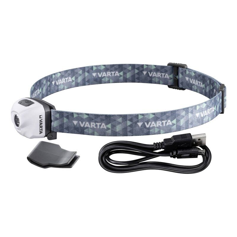 LED pakraunamas žibintas ant galvos VARTA Outdoor Sports, 3W, pakraunamas USB laidu, baltos spalvos-1