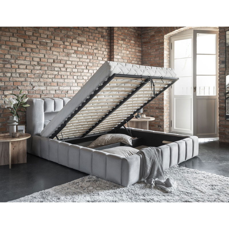 Lova su grotelėmis ir LED apšvietimu Lamica 180x200 cm, pilka-1