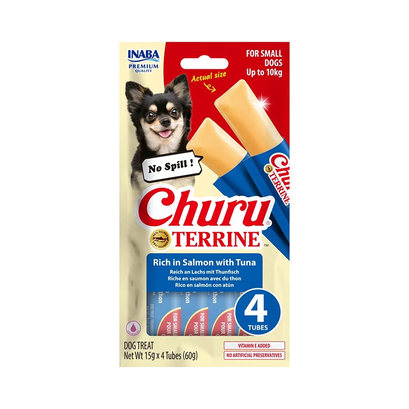 Skanėstas mažų veislių šunims CHURU Terrine, su lašiša ir tunu, 4 vnt-0