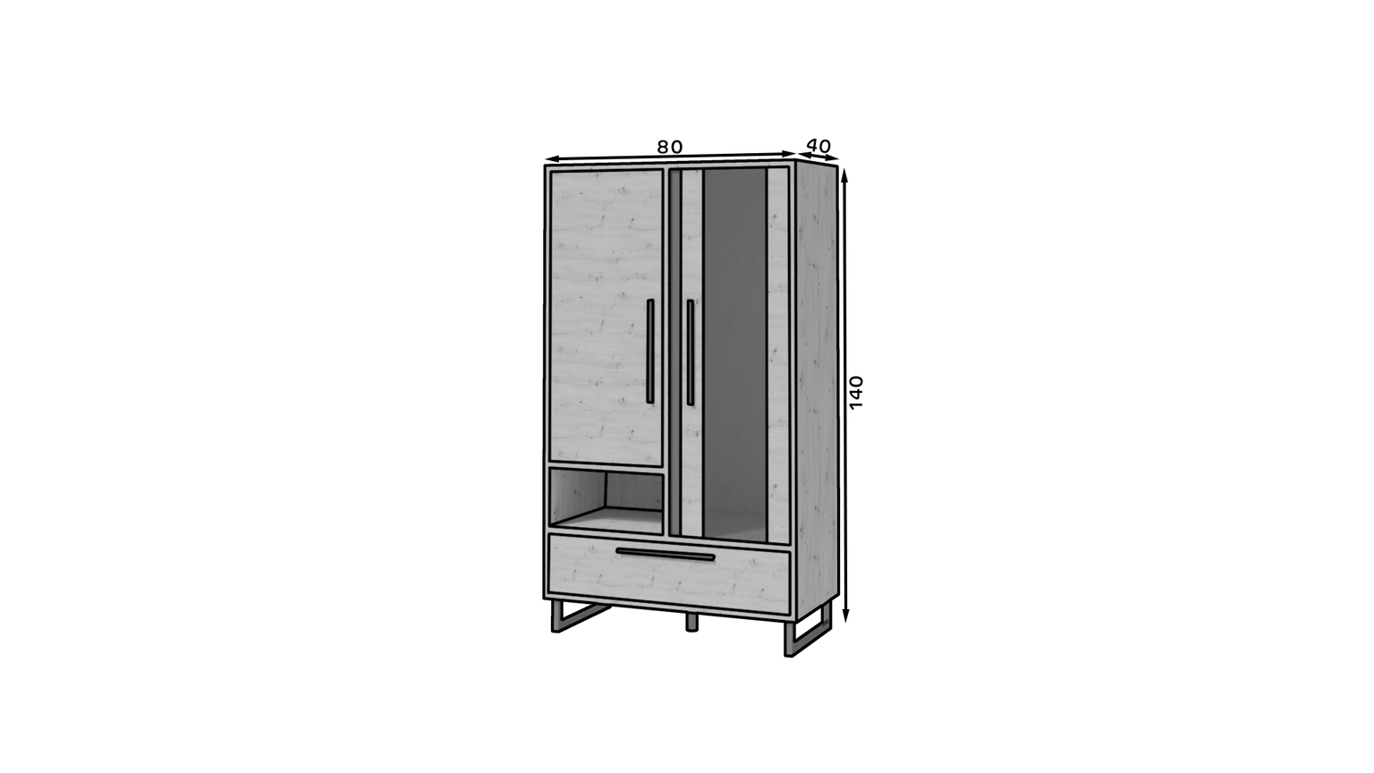 Vitrina ARIA, ąžuolo/juoda - 4