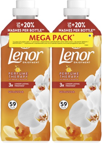 Skalbinių minkštiklis LENOR Gold Orchid & Vanilla, 47 skalbimai, 987ml x 2 vnt