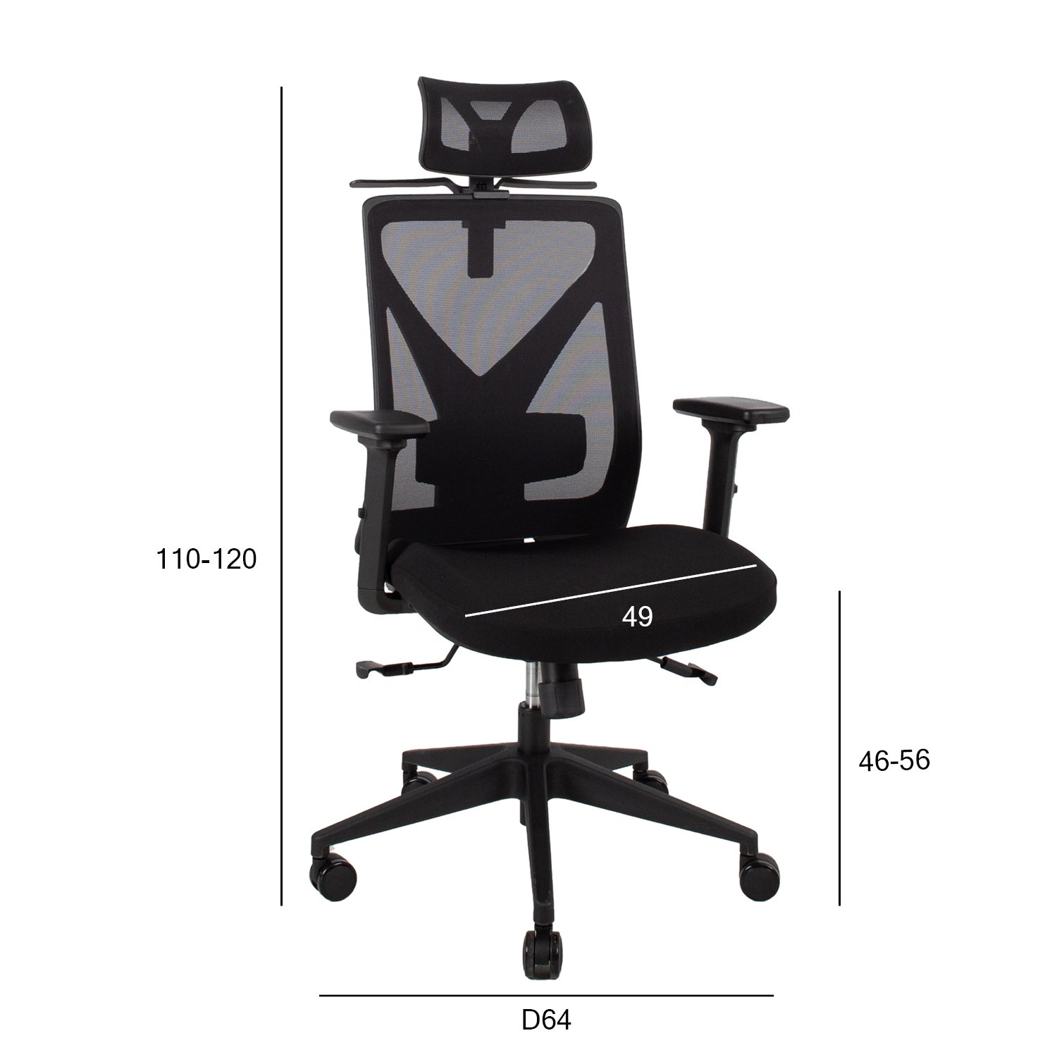 Biuro kėdė MIKE, 64x65x110-120cm, juoda - 8