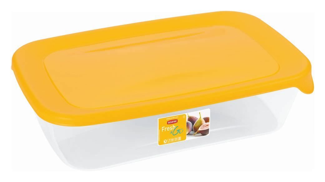 Maisto laikymo dėžutė CURVER FRESH&GO, geltonu dangteliu, h6 x 23 x 15 cm, 1 L