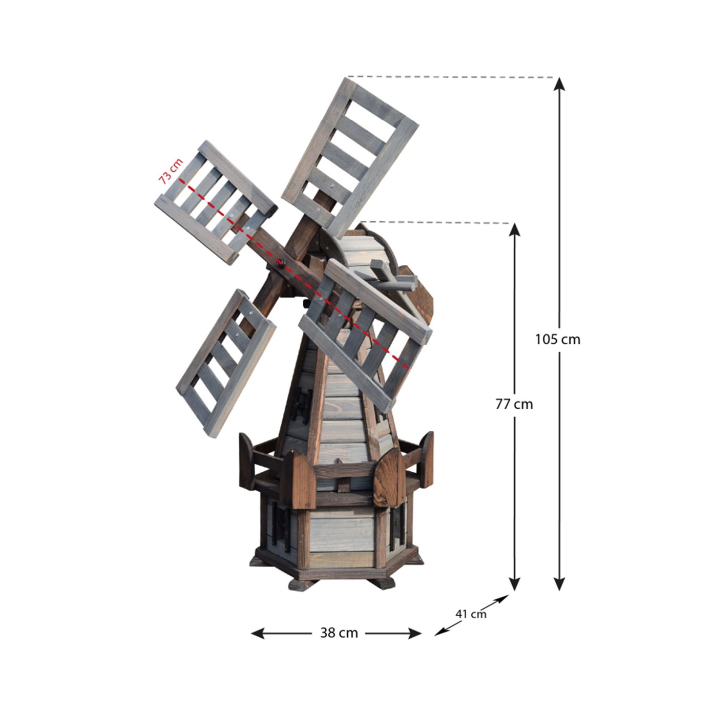 Medinė dekoracija Malūnas, pilkas - 6
