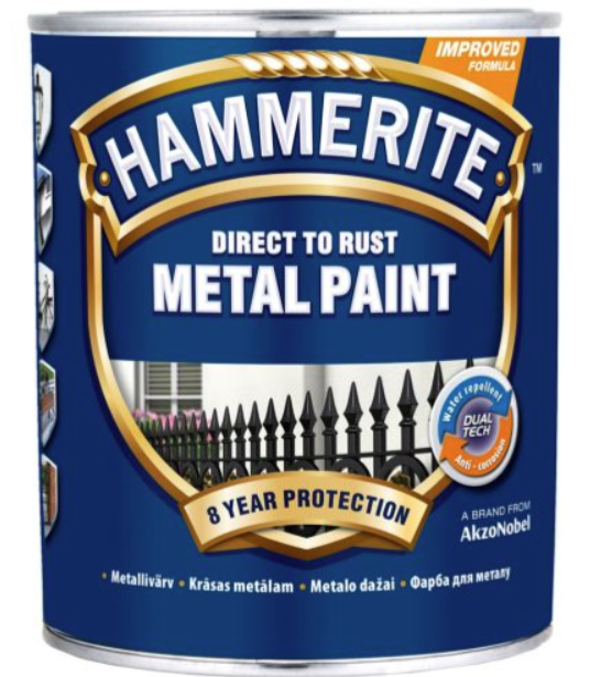 Metalo dažai HAMMERITE SMOOTH FINISH, blizgūs, antracito sp., 750 ml-0