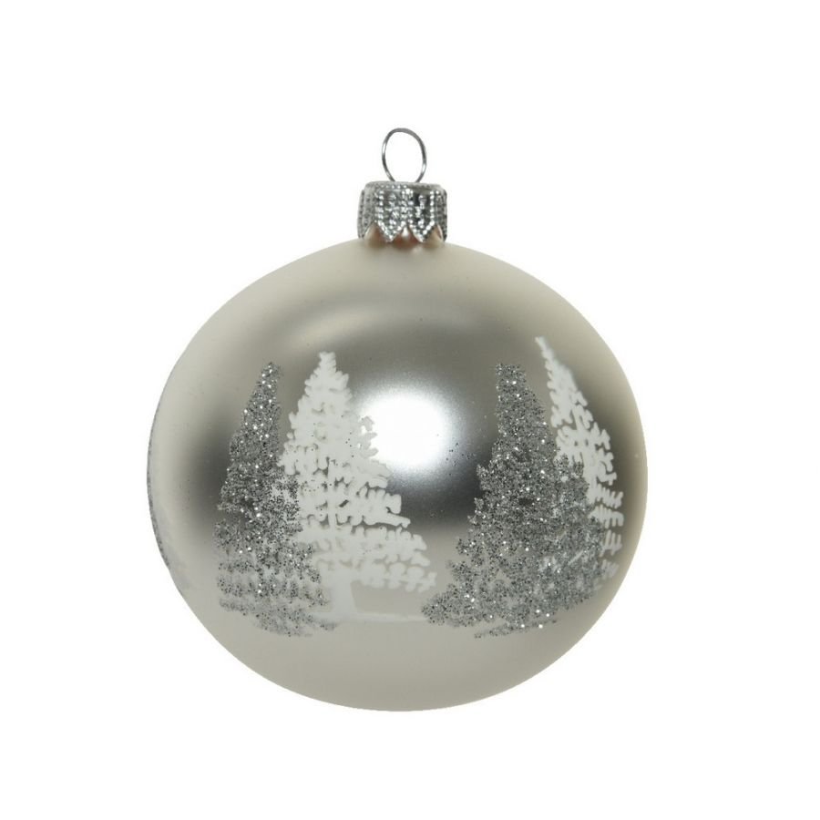 Kalėdinis eglės žaisliukas GLASS TREE, sidabrinės sp., 8 cm, 1 vnt.