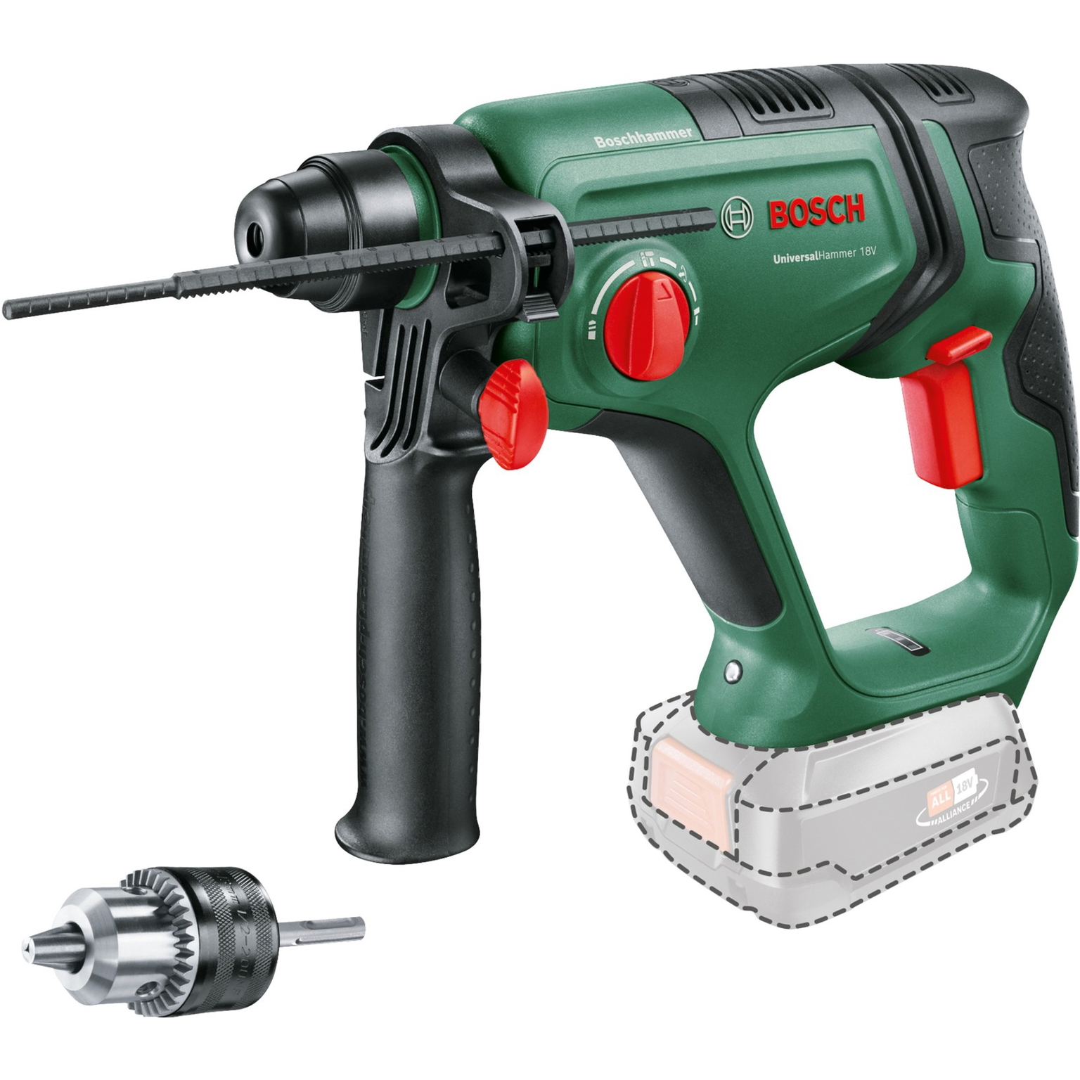 Akumuliatorinis perforatorius BOSCH UniversalHammer Solo, 18 V, 2 J, SDS-plus, be akumuliatoriaus - 1