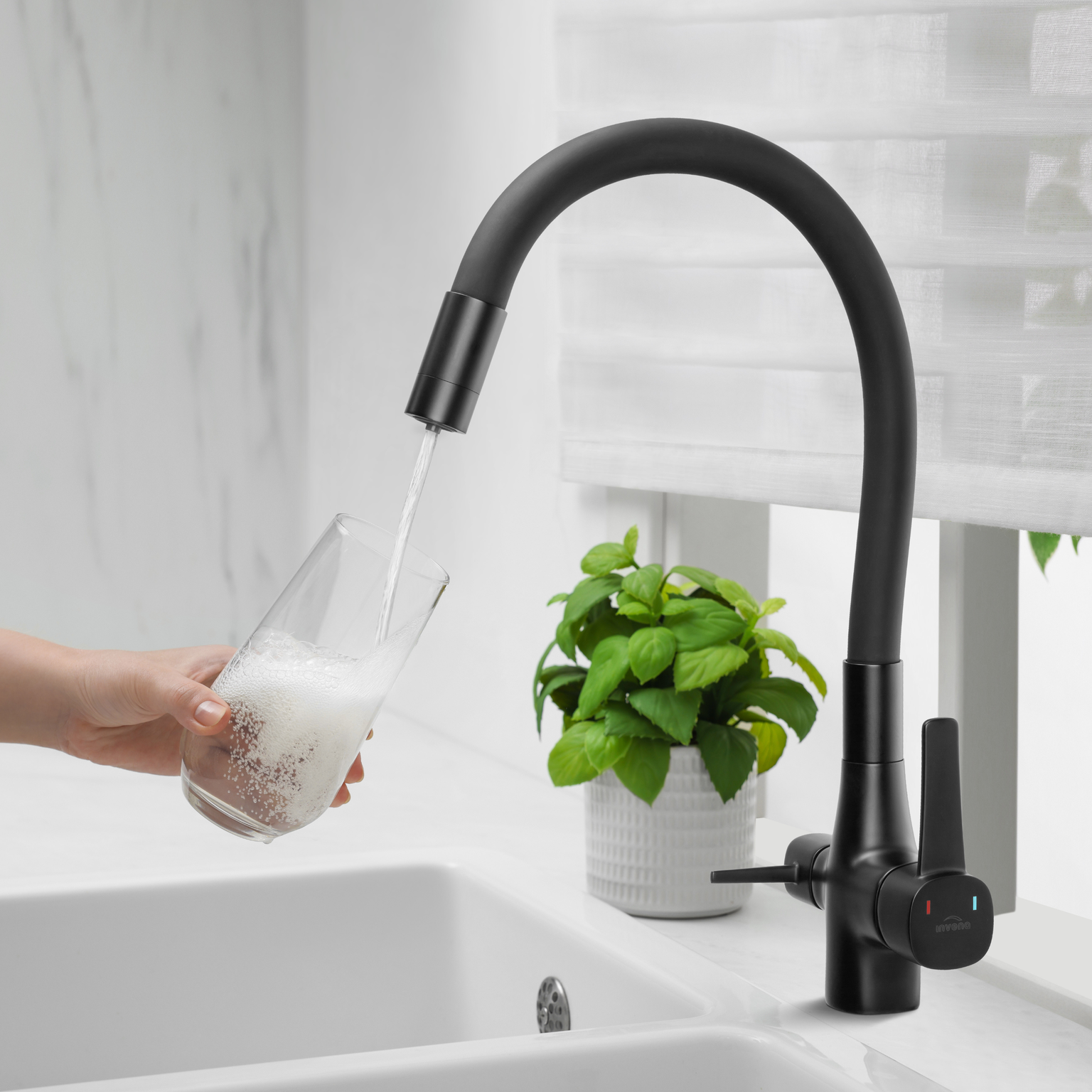 Plautuvės maišytuvas INVENA Magic, su filtrų sistema,  juodos sp. - 3