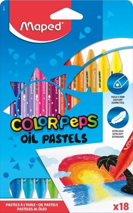 Aliejinės kreidelės MAPED ColorPeps, 18 spalvų