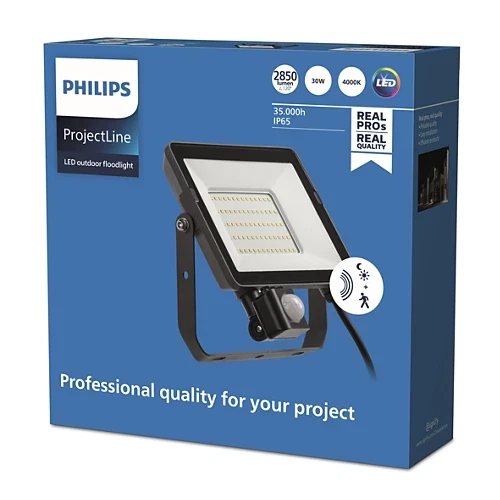 LED prožektorius PHILIPS,IP65, 30W, 4000K, 2850lm, su judesio davikliu, juodos sp., 18,5x5,6x18,3cm - 5