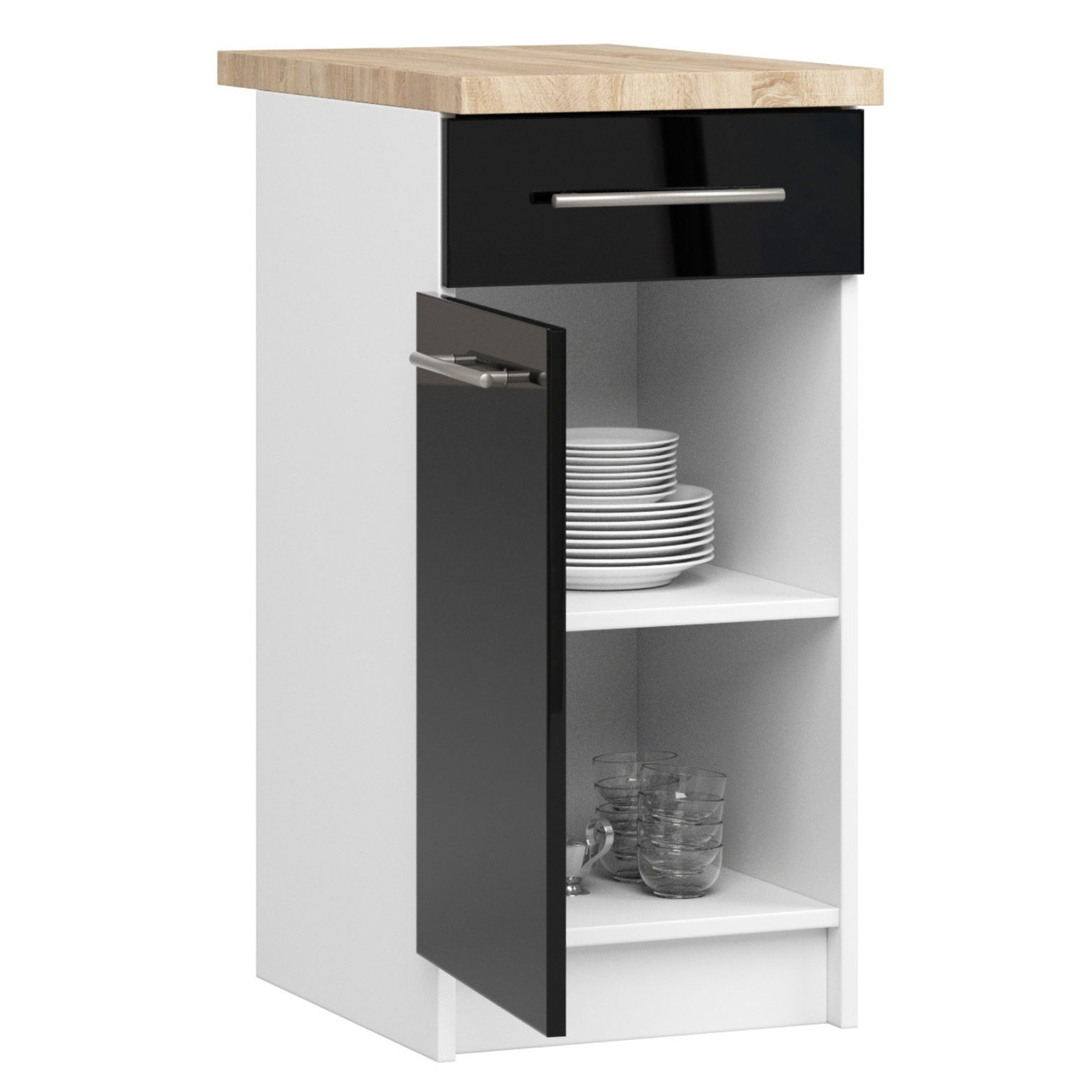 Virtuvės spintelė OLIVIA S 40 cm, balta/tamsiai pilka - 2