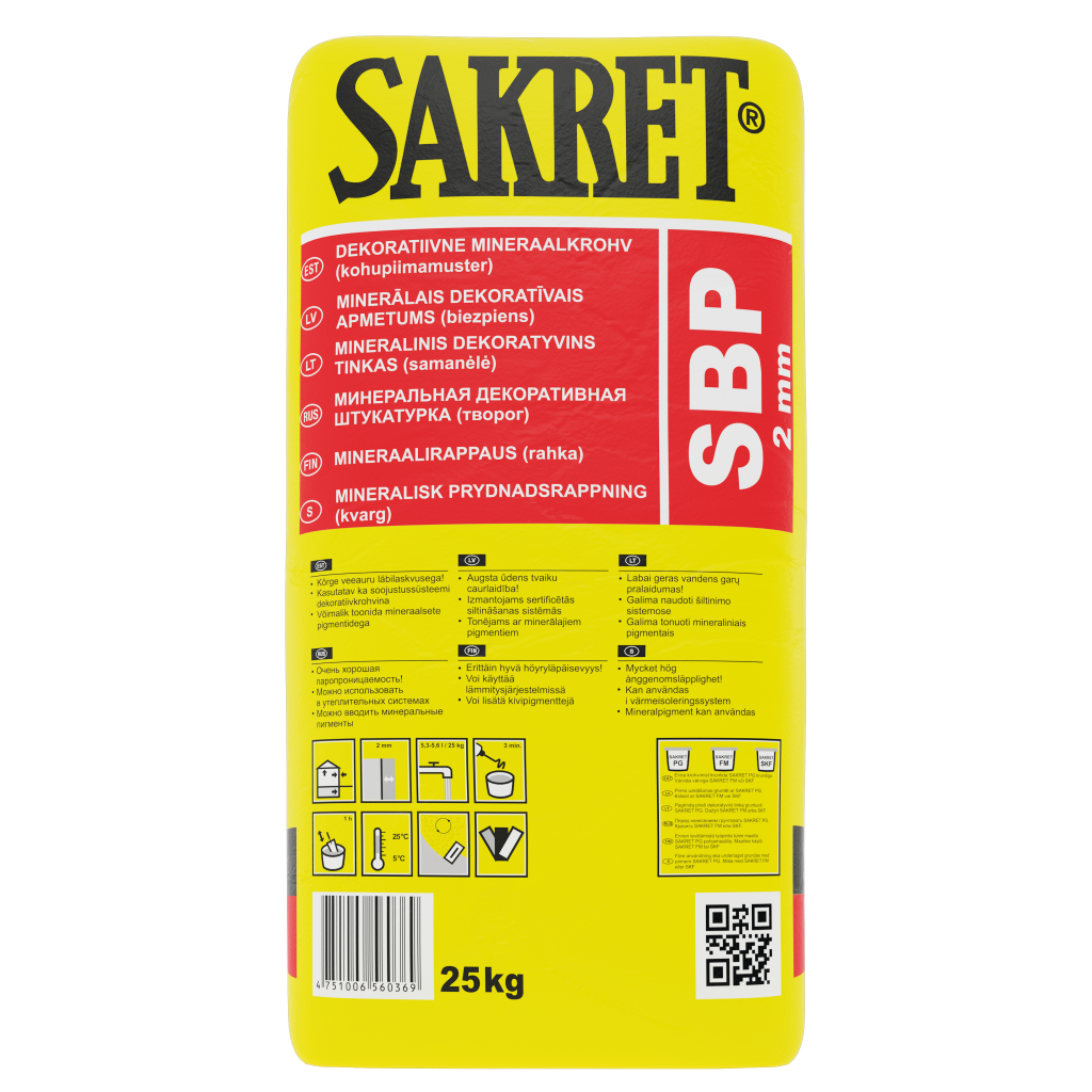 Dekoratyvinis tinkas SAKRET SBP, samanėlė 2 mm, 25 kg-0