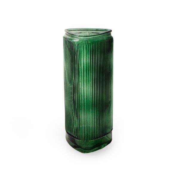 Stiklinė vaza  VICKY, žalios sp., 20x10,5 cm