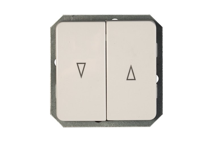 Žaliuzių mygtukinis jungiklis su pašvietimu be rėmelio LX 200, 2 klavišų, baltos sp.