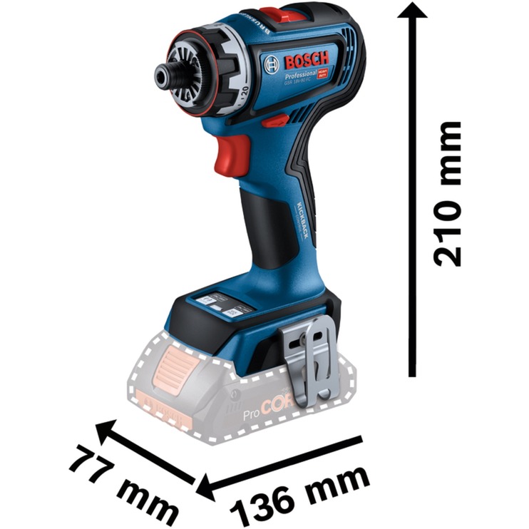 Akumuliatorinis suktuvas-gręžtuvas BOSCH PRO GSR 18V-90 FC (be akumuliatoriaus ir pakrovėjo) - 2